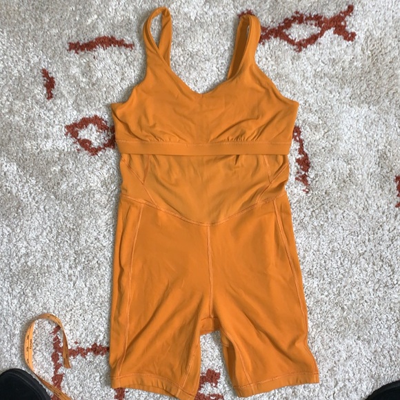 Lululemon- Sz 10&14- Autumn Orange- Align 8” Onesie Tank Top- Double Lined - Picture 13 of 15